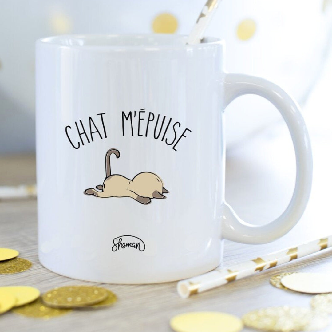 Mug "Chat m'épuise"