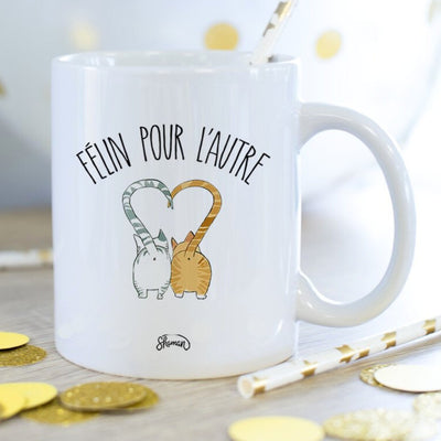 Tasse mit der Aufschrift „Feline for the other“.