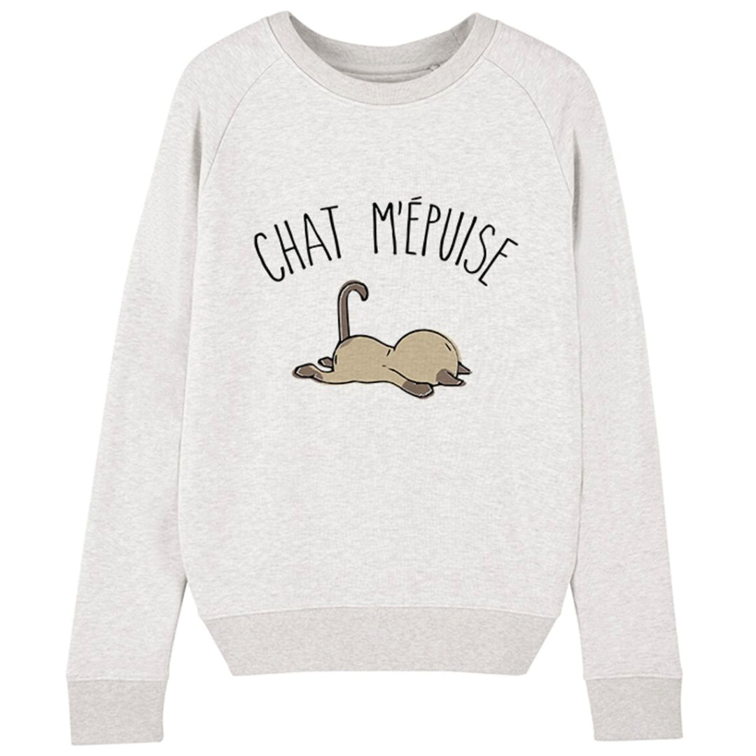 Sweat H/F "Chat m'épuise" crème