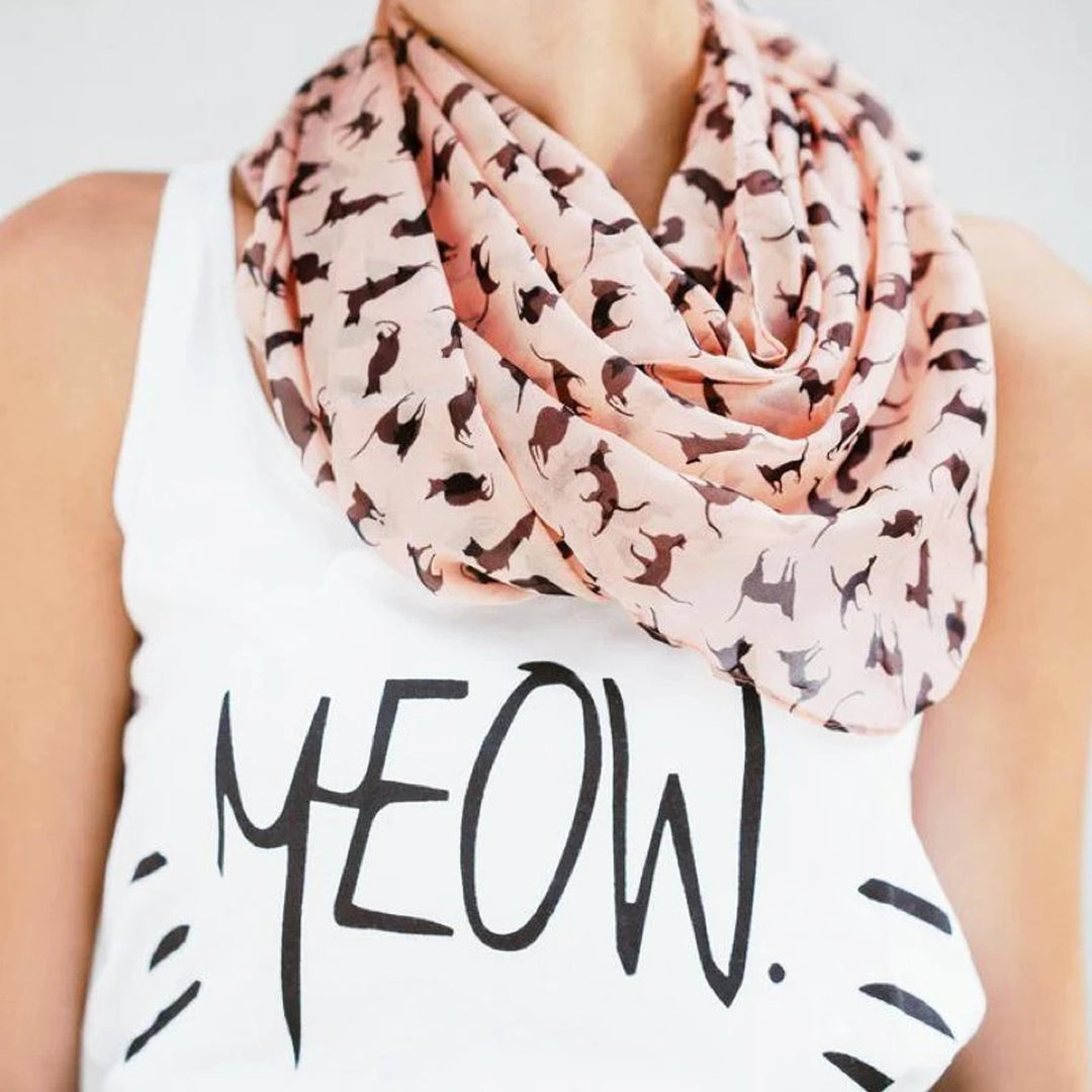 Foulard chat rose poudré