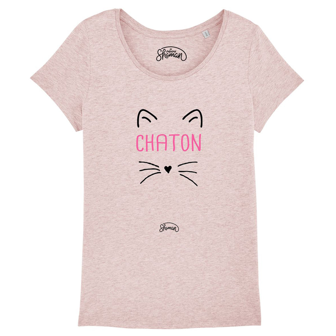 T-shirt femme "Chaton" rose