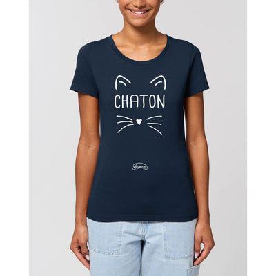 Bio-Damen-T-Shirt „Kitten“ in Marineblau