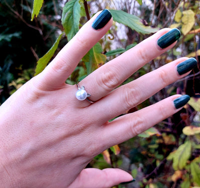Bague perle tête de chat
