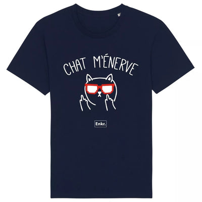 T-shirt homme "Chat m'énerve" bleu navy