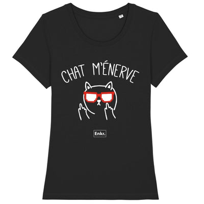 T-shirt femme "Chat m'énerve" noir