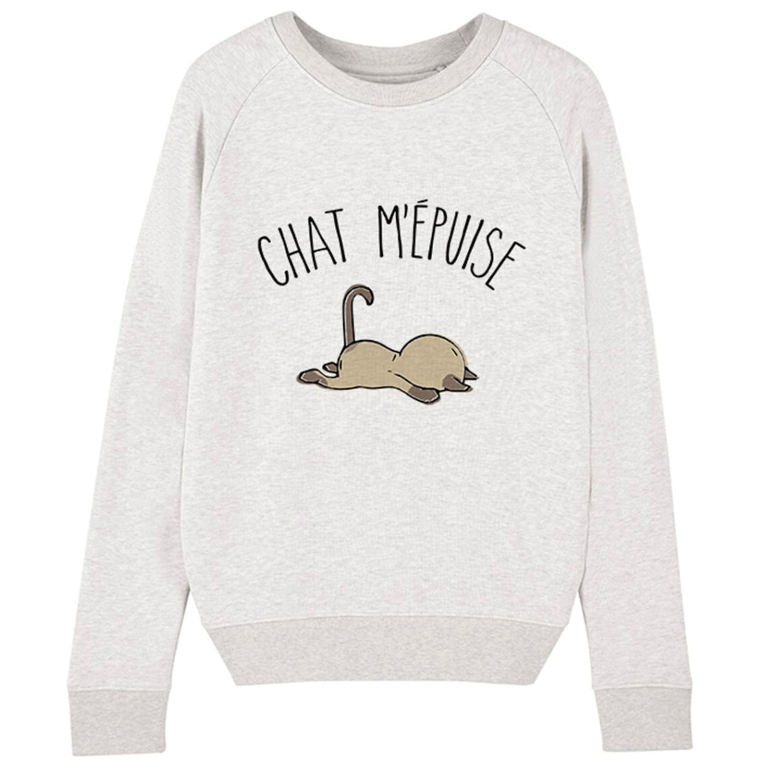 Sweatshirt M/F „Die Katze erschöpft mich“ cremefarben