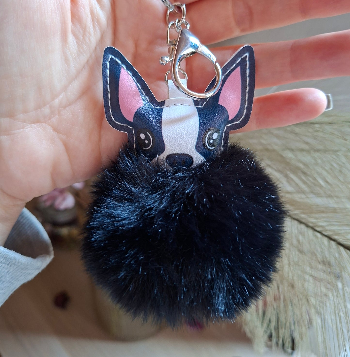 Porte-clé chien pompon