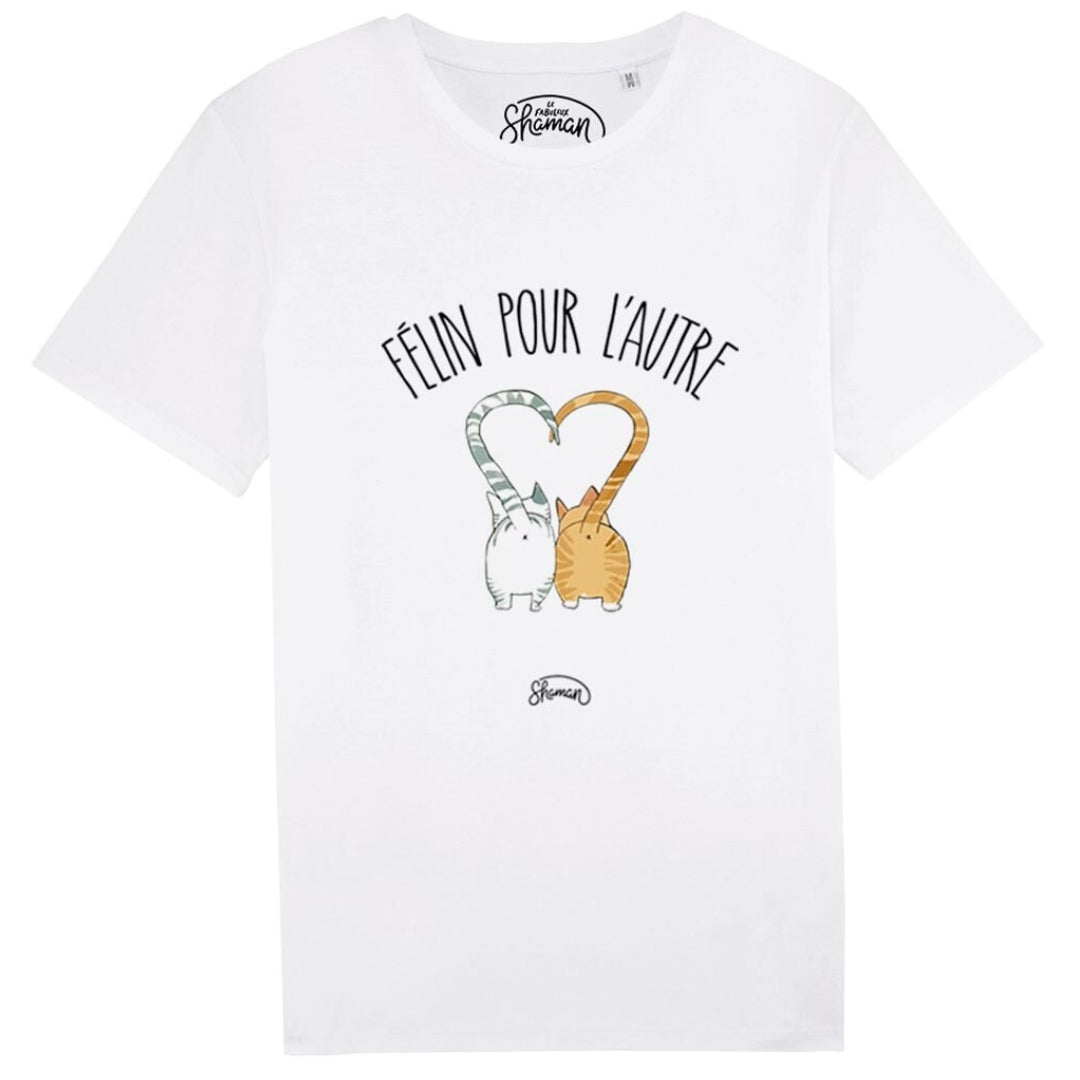 Weißes Damen-T-Shirt „Feline for the other“. 