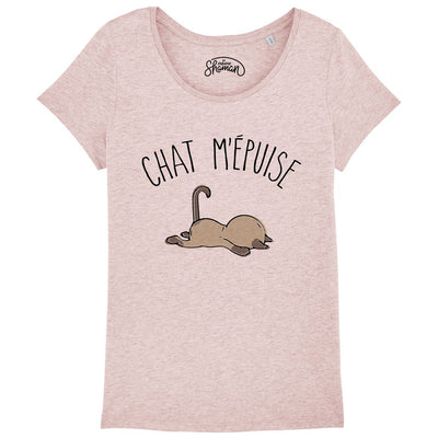 T-shirt bio femme "Chat m'épuise" rose