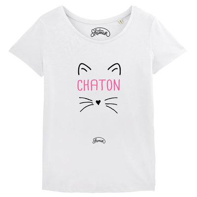 T-shirt bio femme "Chaton" blanc