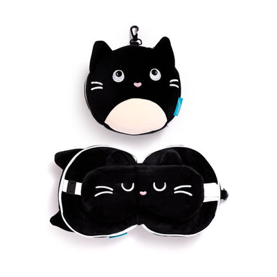 Coussin de voyage avec masque yeux peluché - Feline Fine Cat
