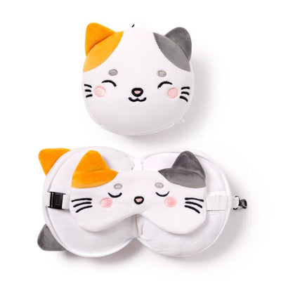 Coussin de voyage avec masque yeux peluché - Lola le Chat