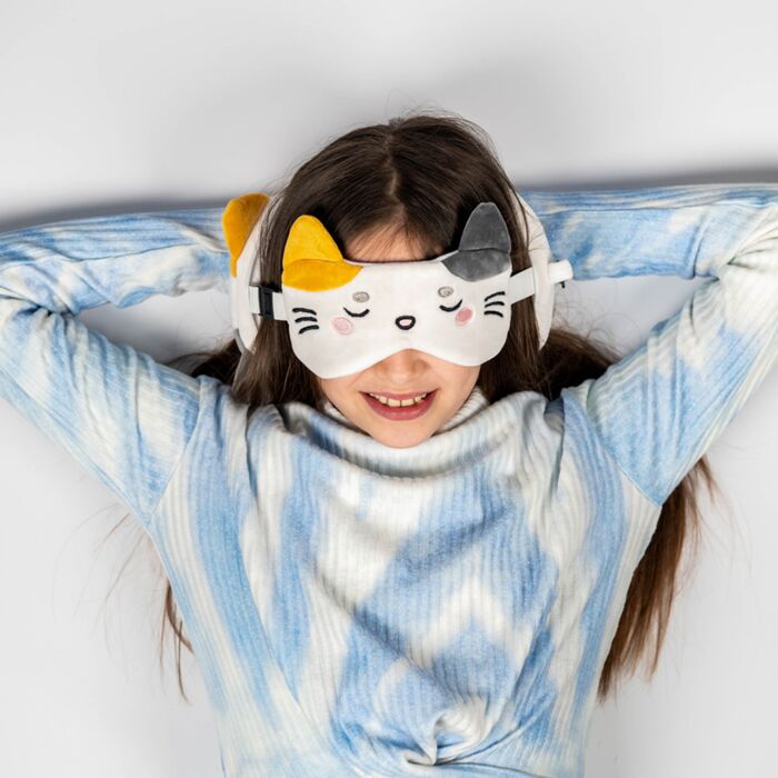 Coussin de voyage avec masque yeux peluché - Lola le Chat