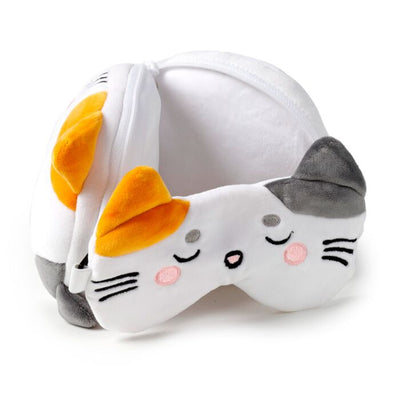 Coussin de voyage avec masque yeux peluché - Lola le Chat